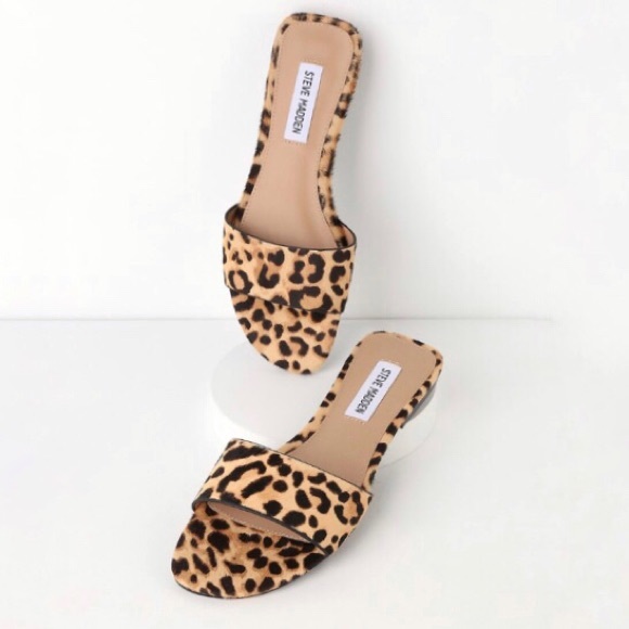 Steve Madden Shoes - Steve Madden Bev Leopard Cow Hair Slide Sandal 6.5